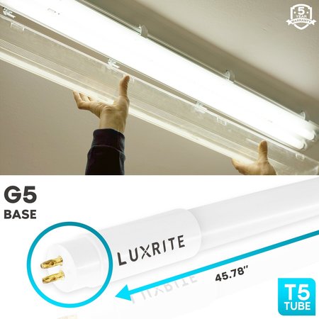 Luxrite T5 LED Tube Light Bulbs 24W (54W Equivalent) 3000LM 3000K Soft White Dimmable Base 12-Pack LR34156-12PK